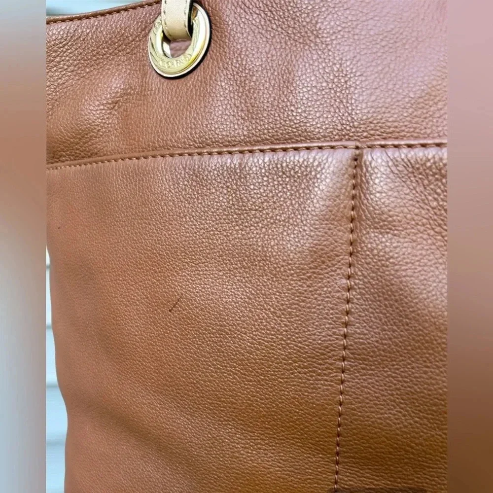 Michael Kors Women's Bedford Shoulder Tote Handbag Purse Medium Saddle Leather
